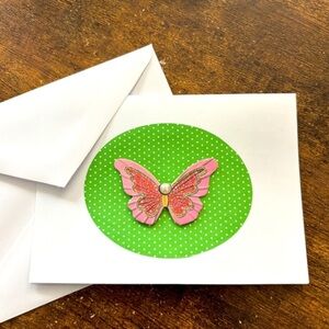 Handmade 3D Butterfly Blank Greeting Card with Envelope, NWT